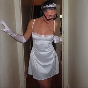 Elegant White Satin Slip Dress